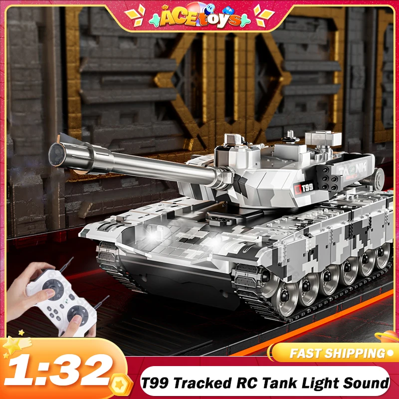 T99 Tracked RC Tank 13CH Launch Cross-Country Remote Control Vehicle Climbing Light Sound Eletric Toys for Boys kids Adult Gift