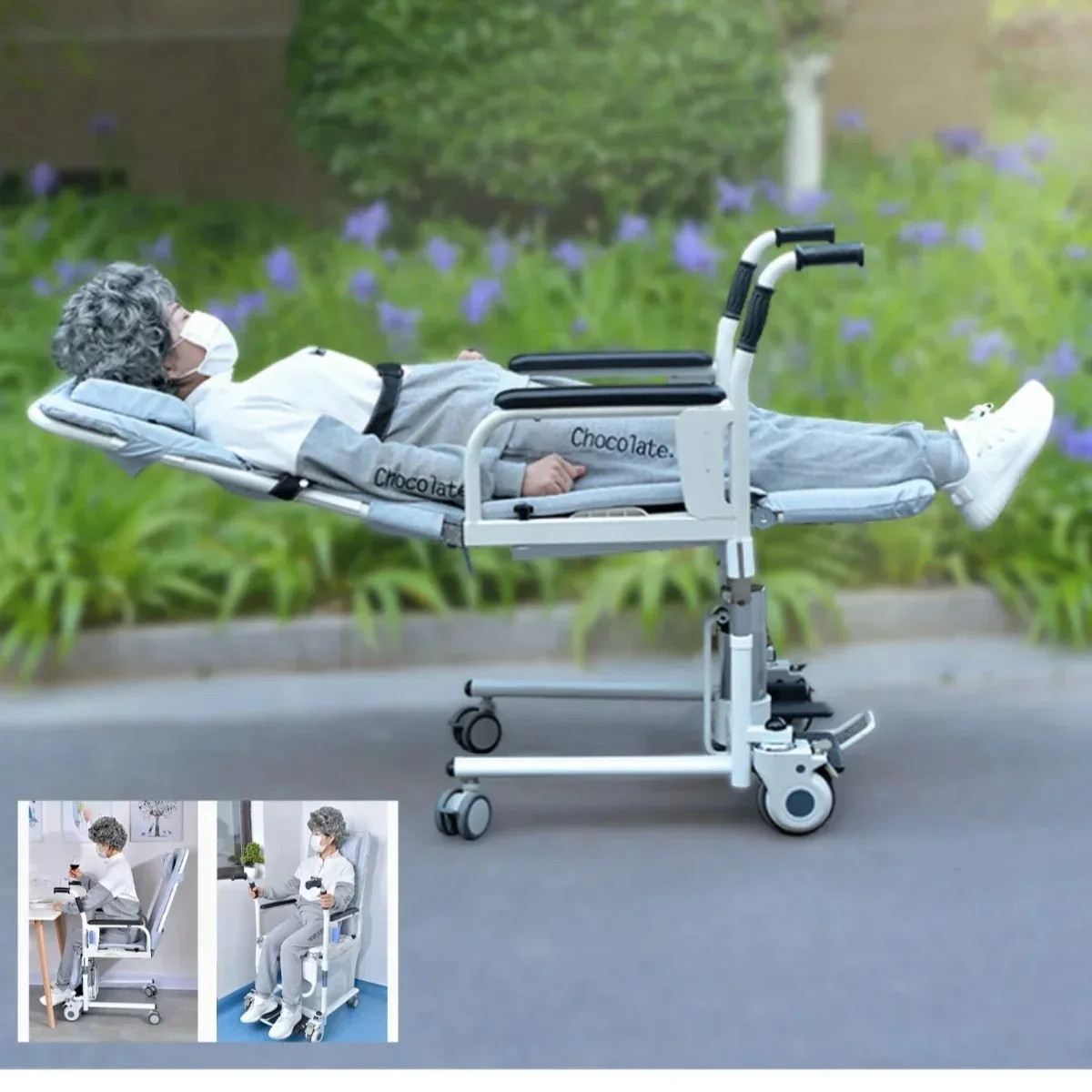 Paralysis  Disability Patient Transfer Chair Lifting Nursing Shift Portable Folding Rollator Rolling Chair Can Sit and Down