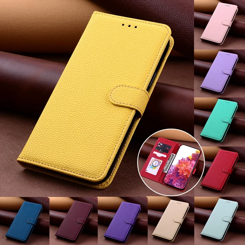 Solid Color Flip Cover for VIVO Y21 Y21S Y33S Y55 Y72 Y76 Candy Color PU Leather Wallet Case for VIVO Y30 Y31 Y50 Y51 Y81 Y91