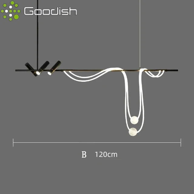 Modern LED Pendant Lights Suspended Linear Hose Shaped Art Stylish Aluminium Lamps for Living Room Home Decoration Chandeliers