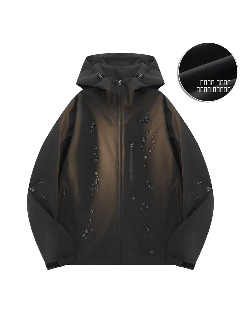 

Водонепроницаемая мужская куртка для активного отдыха с капюшоном, для альпинизма, весна-осень, из полиэстера, с длинными рукавами, на молнии, повседневная рабочая одежда