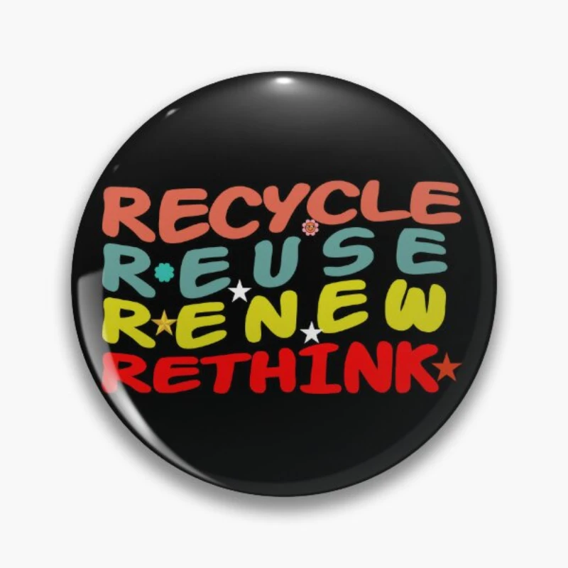 Recycle reuse renew rethink Decor Women Metal Gift Hat Cute brooch Lapel button badge