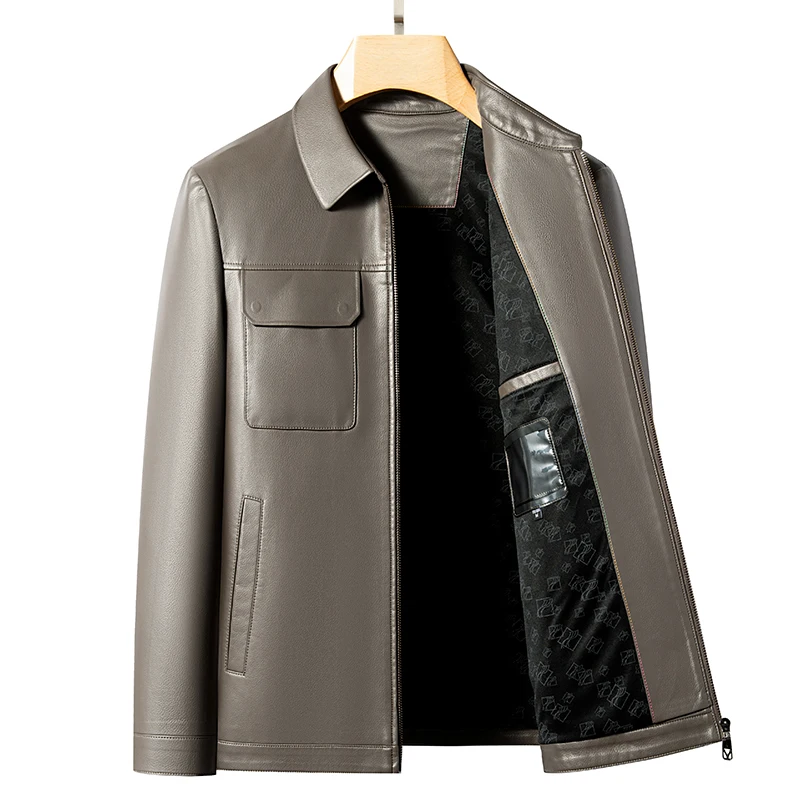 High-quality fashionable business men's PU leather jacket for autumn and winter, youth slim-fit jacket, men's faux leather casua