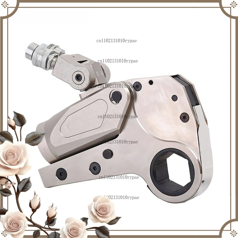 Hollow hydraulic wrench for tightening and loosening large bolts with torque control