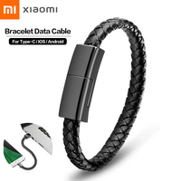 Xiaomi Bracelet USB Fast Charging Data Cable Type-C Bracelet Alloy Leather Wrist Strap iPhone Android Charging Cable USB Wires