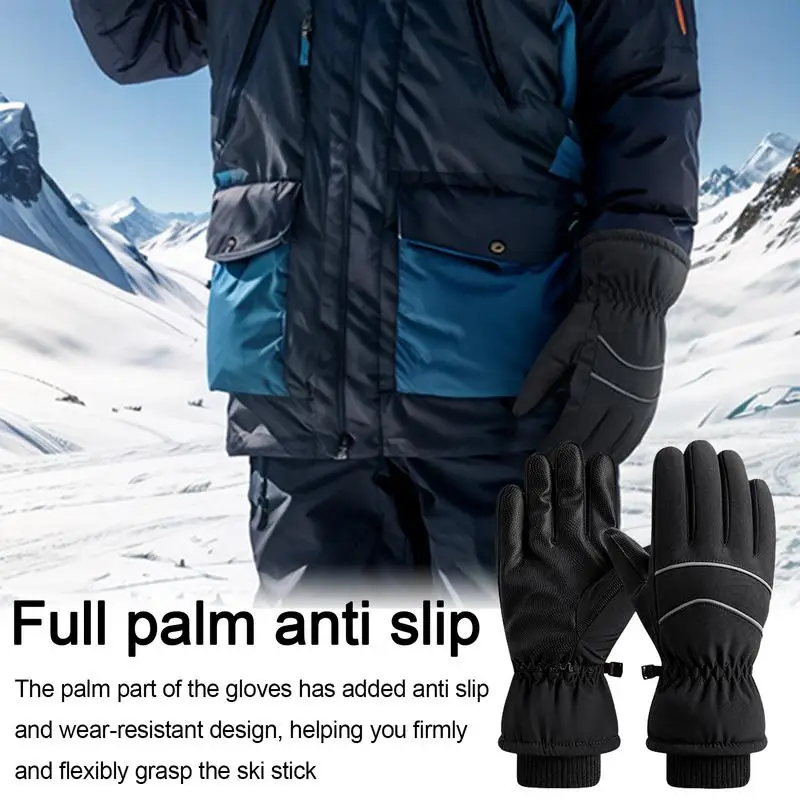 Ski Gloves Women Men Waterproof Ski Snow Gloves Winter Thermal Wear And Slip-Resistant Snow Gloves For Driving Hiking Snow Work