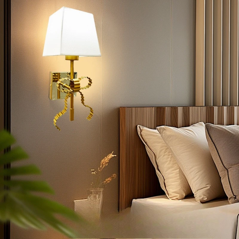 French Minimalist Luxury Bow Shaped Wall Lamp Bedside TV Background Villa Hotel Aisle Sofa in Front of The Mirror Decorative Lig