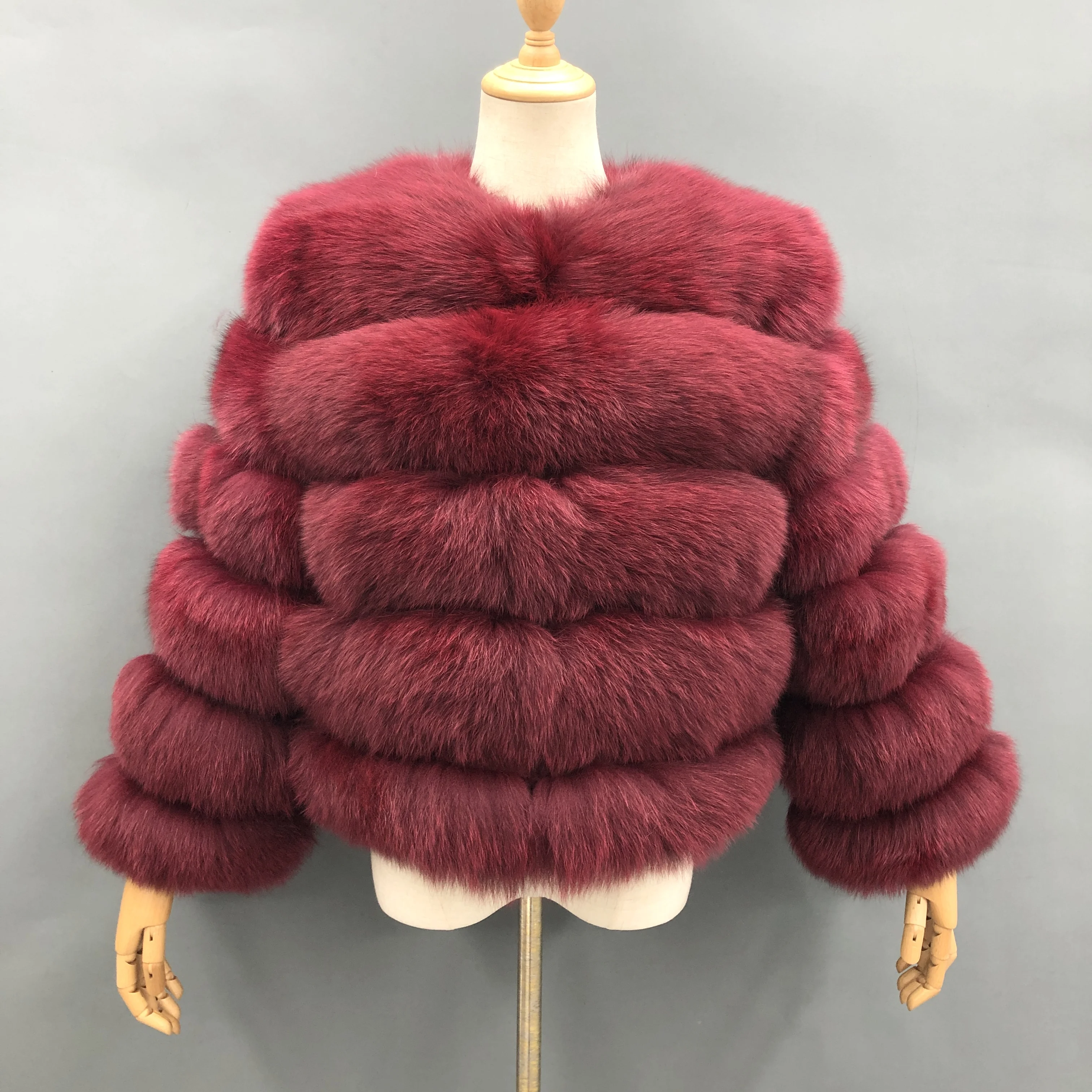 Classic 5 Rows Women Warm Fox Fur Jacket Colorful Jacket Custom Size Available Drop Shipping