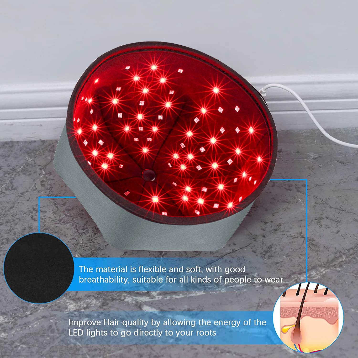 Red Light Therapy Cap for Hair Regrowth, Infrared light therapy  for Thinning Hair Comb,LED Hat prevent Hair Loss