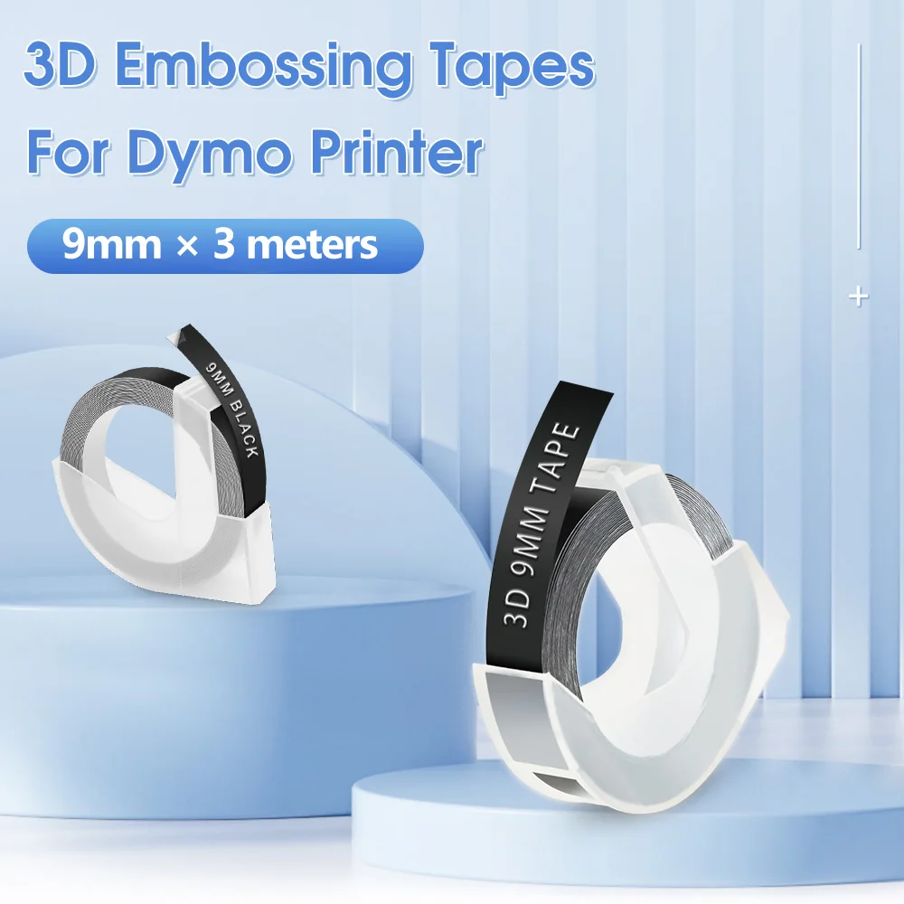 5 Rolls 1 Set 9mm 3D Embossing Label Tape Refills,  Manual Embossing Label , Embossed Tape for 12695 Omega Motex E101 1610 1880