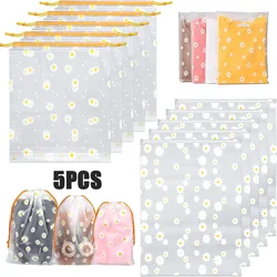 5PC Creative Portable Outing Travel Storage Bag New Small Daisy Frosted Bag Packaging Bags Shoe Clothing Sorting Bag Sub-packing