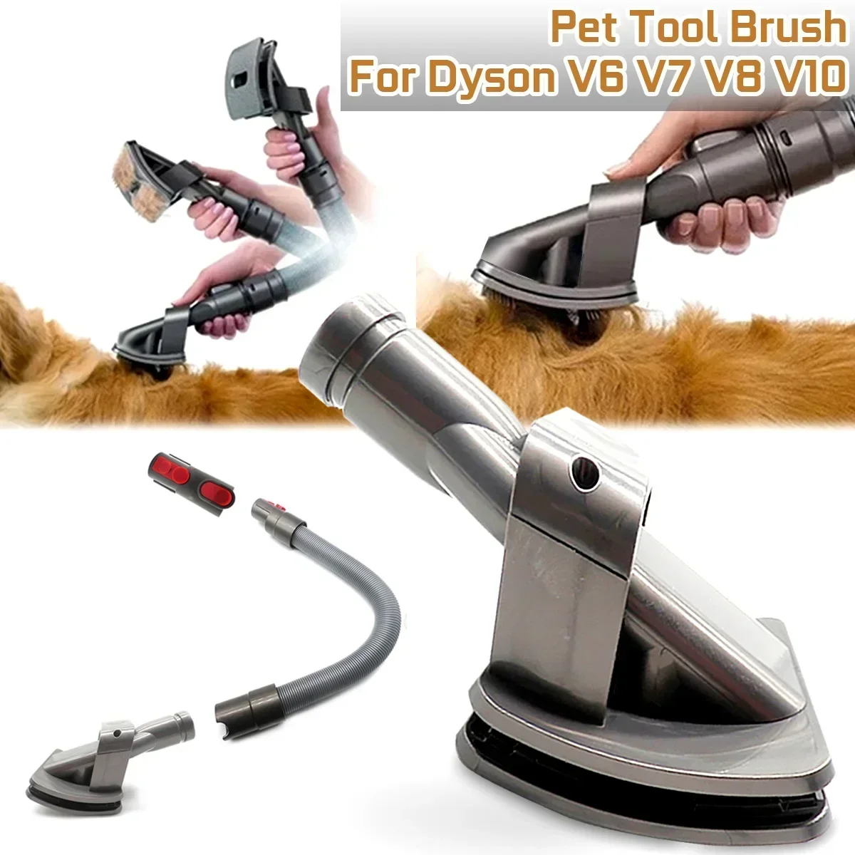 Dog Pet Vacuum Cleaner Accessories for Dyson Vacuum V6 V7 V8 V10 Hose Dog Hair Pet Animal Vacuum Cleaner Brush Connector Adapter