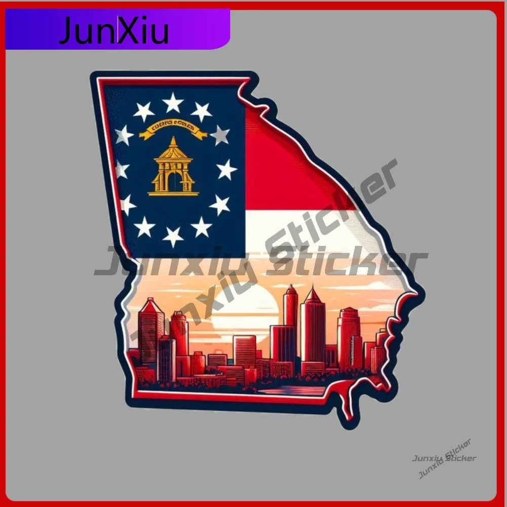 

Unique State Of Georgia And Flag Waterproof UV Resistant Vinyl Sticker Decal Decoration Vehicle Exterior Protective Outdoor