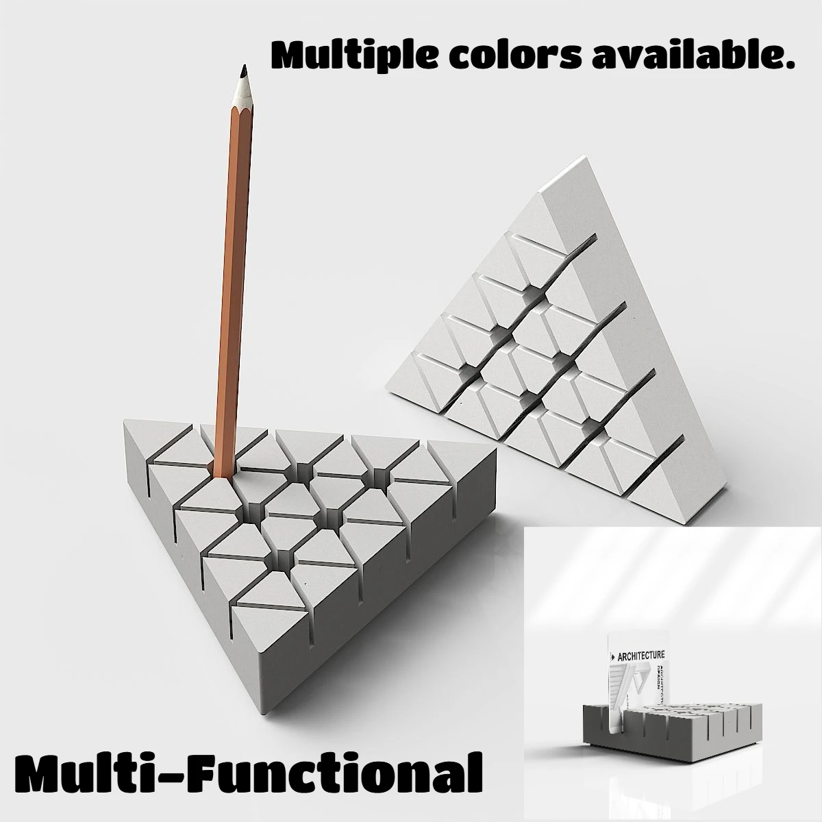 

Original Geometric Base Desk Organizer, Multi-Functional Holder for Pen, Card & Memo Stand, Modern Office Accessory