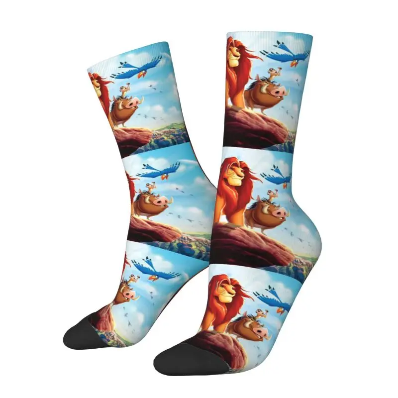 Funny Men's The Lion King Simba Dress Socks Unisex Warm Breathbale 3D Printing Cartoon Movie Crew Socks