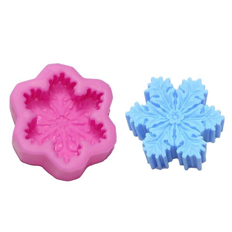 Fiocco di neve di natale stampo per candele in Silicone sapone fai da te aromaterapia gesso candela decorazione stampo Candy Chocolate Making Tool