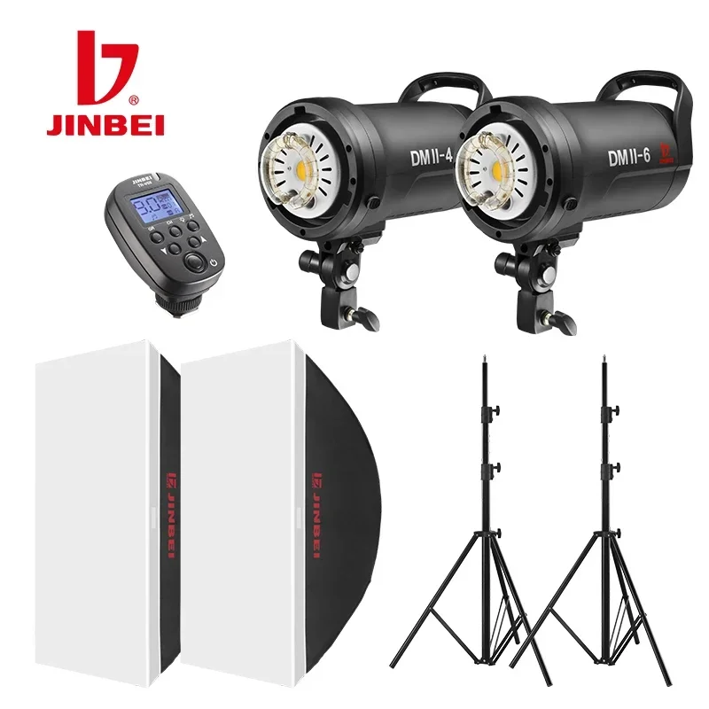 

JINBEI DMII 800Ws 2x 400Ws Strobe Studio Flash Light Kit With TR-V6II Trigger & 2x 60*90cm Softbox & 2x 250cm Light Stand Holder