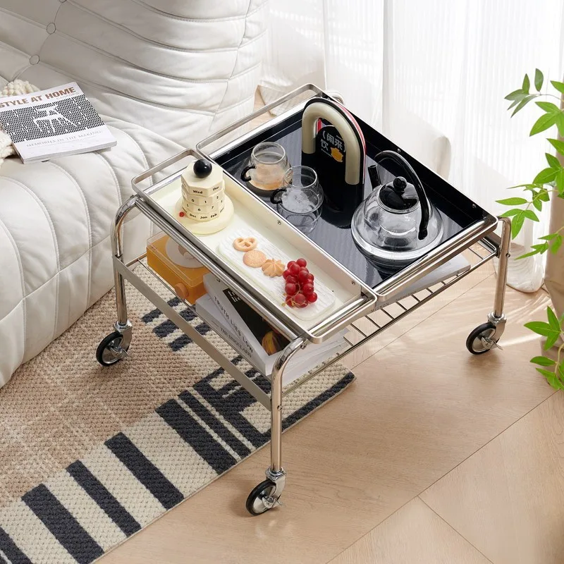 Medieval removable coffee table cart designer creative sofa side shelf stainless steel with tray small table