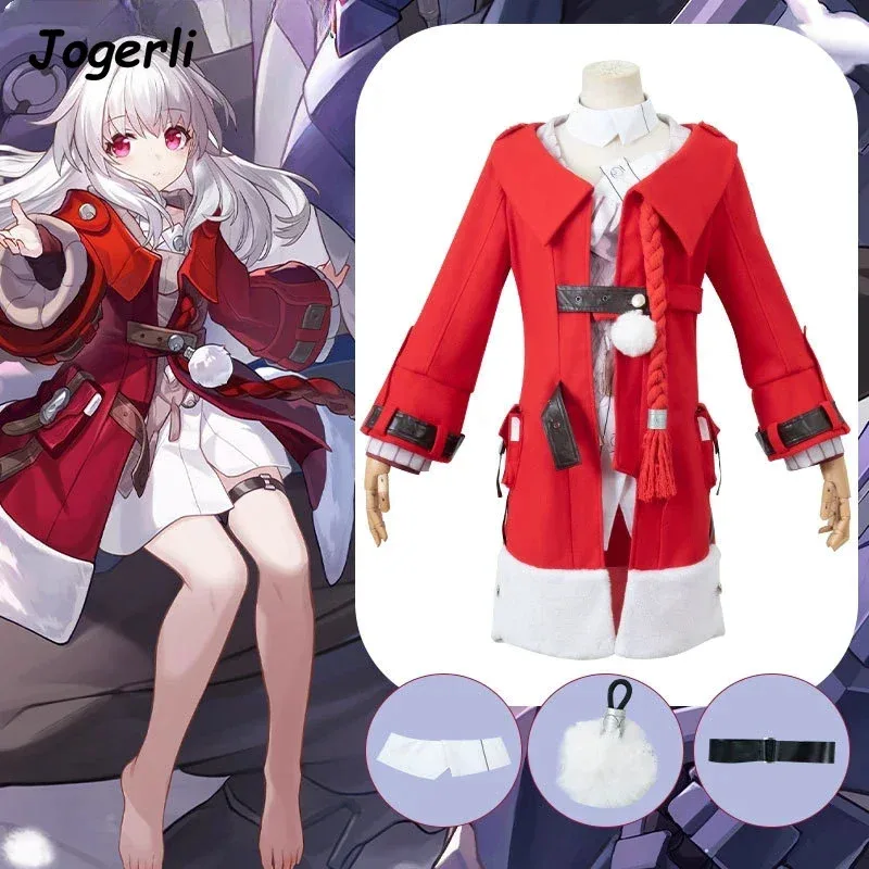 Jogerli Honkai Star Rail Clara, disfraz de Cosplay, conjunto completo, juego Trailblazer, trajes de mujer, peluca, tela de Anime, Navidad, k6; 8',