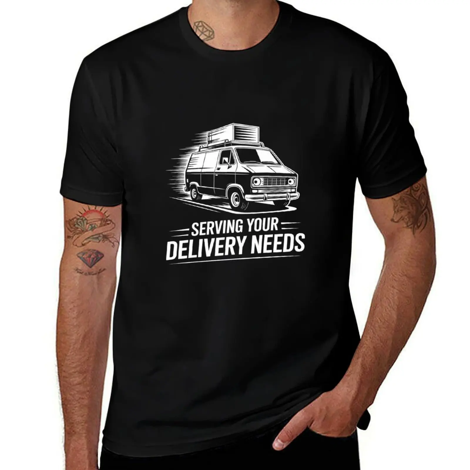 

Serving Your Delivery Needs Delivery Guy Package Delivering T-Shirt Man t-shirt graphic shirts mens funny t shirts