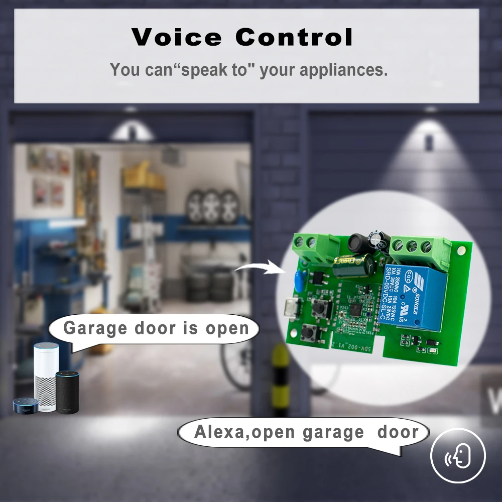 Imagem -02 - Alexa Wifi Garagem Porta Abridor Interruptor de Casa Inteligente App Ewelink Garagem Motor Receiver ac dc 732v 85250v Relé Faça Você Mesmo Timer Inching