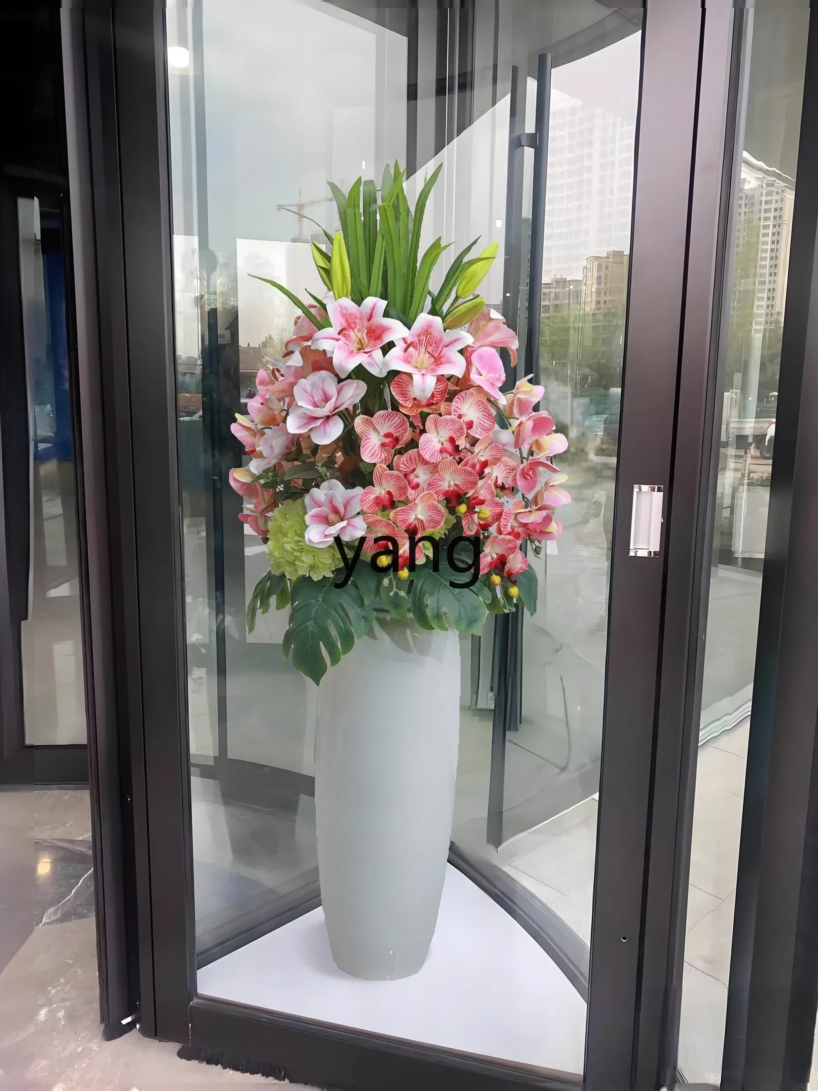 Yjq hotel revolving door simulation fake flower lobby hall ornament floor sales office high-end decoration