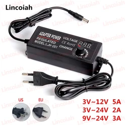 Adjustable AC To DC Power Supply 3V 5V 6V 9V 12V 15V 18V 24V 1A 2A 5A Power Supply Adapter Universal 220V To 12 V Volt Adapter