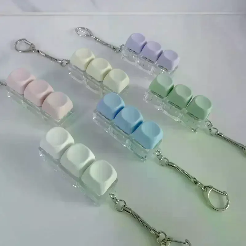 Led Button Keychain Macaron 4 Keyboard Decompression High Quality Durable Material Easy To Install Ideal Gift Choice