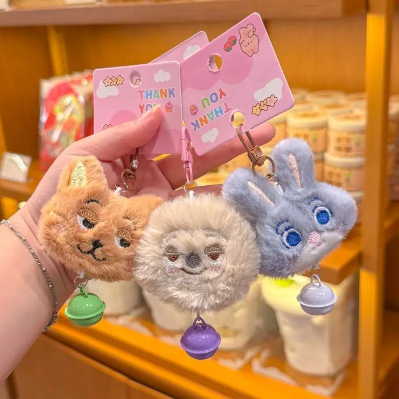 Disney Cartoon Zootopia Judy Nick Lightning Schattige Pluche Sleutelhanger Bell Grote Hoofd Hanger Tas Accessoire Sleutelhanger Vakantiecadeau