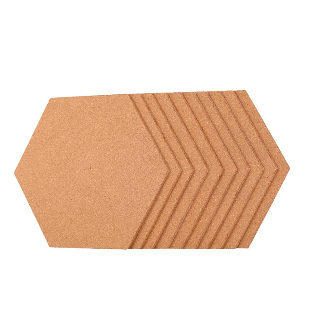 

4Pcs Self-Adhesive Hexagon Cork Board Brown Wall Message Boards for Home Office Decoration Wooden Background Bulletin Stick on