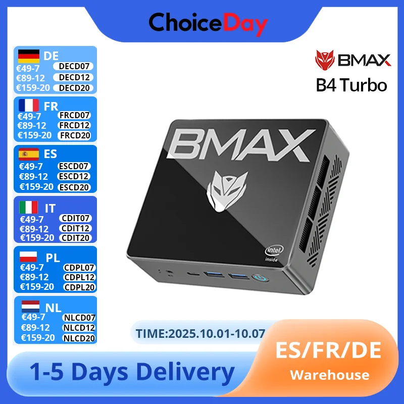 BMAX B4 Turbo Mini PC Windows 11 PC Intel N150 16GB 512GB SSD 2*HDMI 1*Type-C Ondersteunt 4K@60Hz 1000MHz Intel Graphics USB