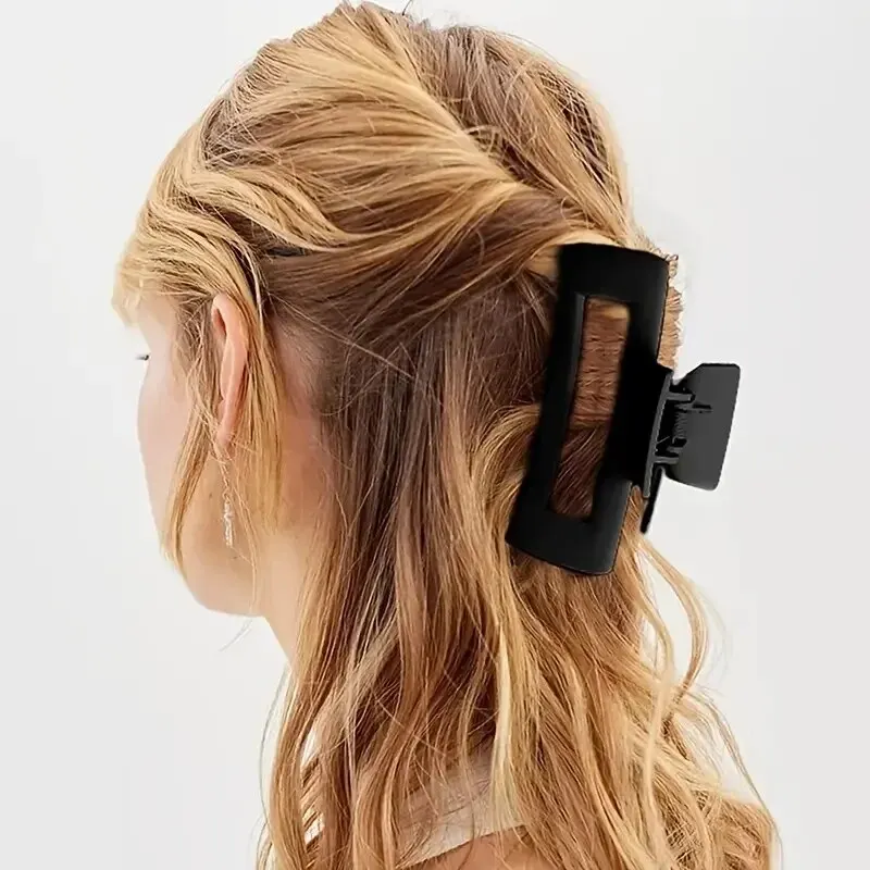 Pinza para el pelo de 4 piezas, accesorio para el cabello de estilo Simple, Color sólido, cabeza de tiburón hueca, grande