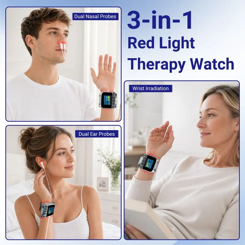 ZJZK 650nm Laser Therapy Watch Cold Laser Photobiomodulation Therapy Watch LLLT 12 Diode Wearable for Blood Circulation Rhinitis
