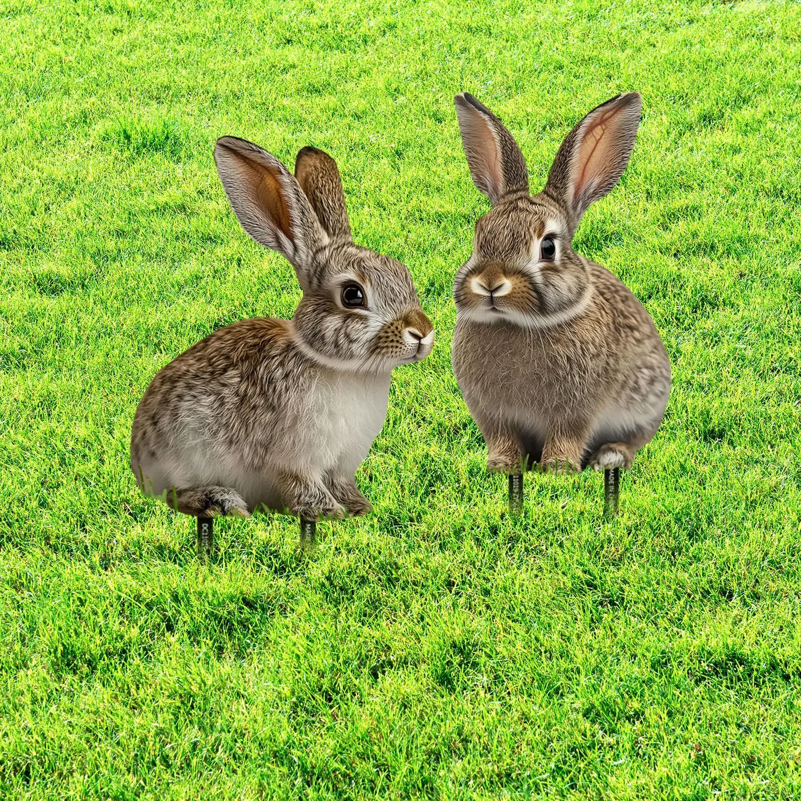 2Pcs Easter Garden Rabbit Stakes 2D Garden Decor Bunny Flowerbed Decor Easter Decoration for Patio Festival Lawn Outdoor Pathway