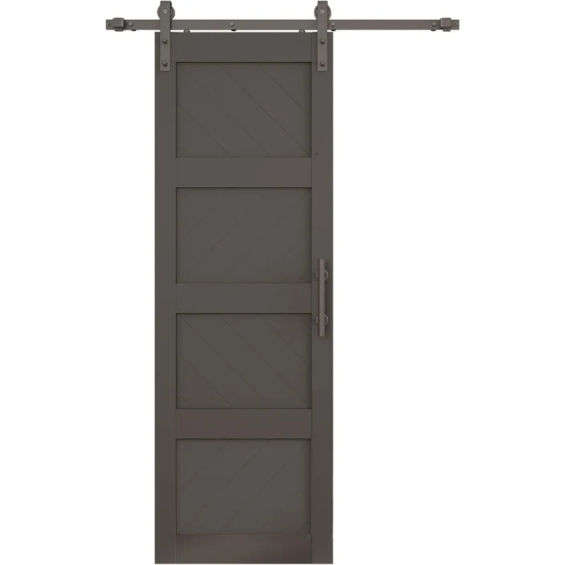 

home.28"x84" Sliding Barn Door with Door Hardware Kit Include, Modern Wave Barn Door Panel, Waterproof PVC Surface, Pre-D