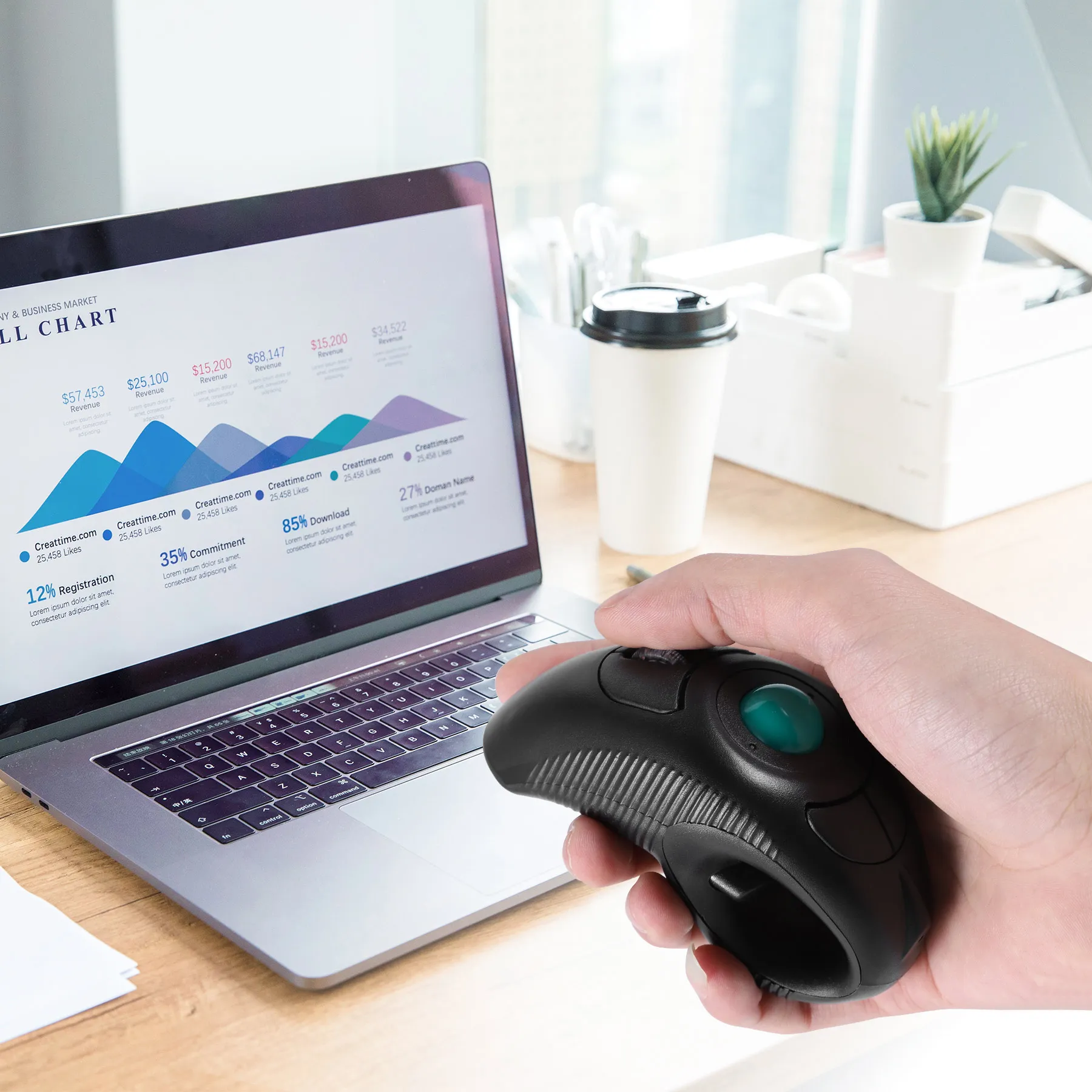 Digital 2.4GHz Wireless Trackball Mouse Ergonomic Design Finger Using Track Ball Mouse Handheld Optical Mice for Android TV PC