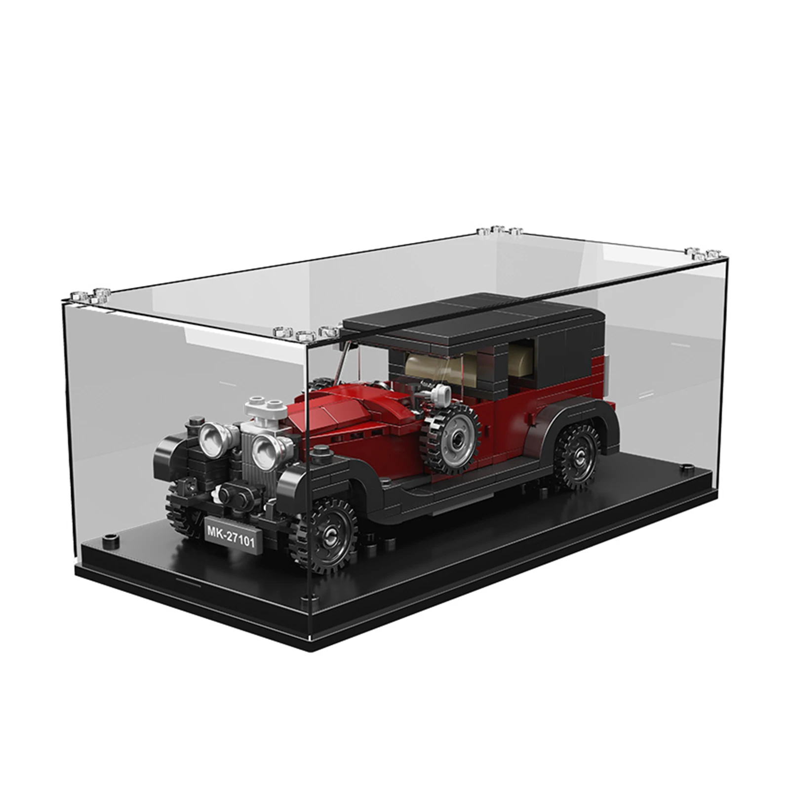 ريترو 27104/27101 نموذج سيارات اللبنات مع صندوق واضح الأولاد الجمعية سيارة مشهورة تحصيل مركبة MOC الطوب اللعب الهدايا #3