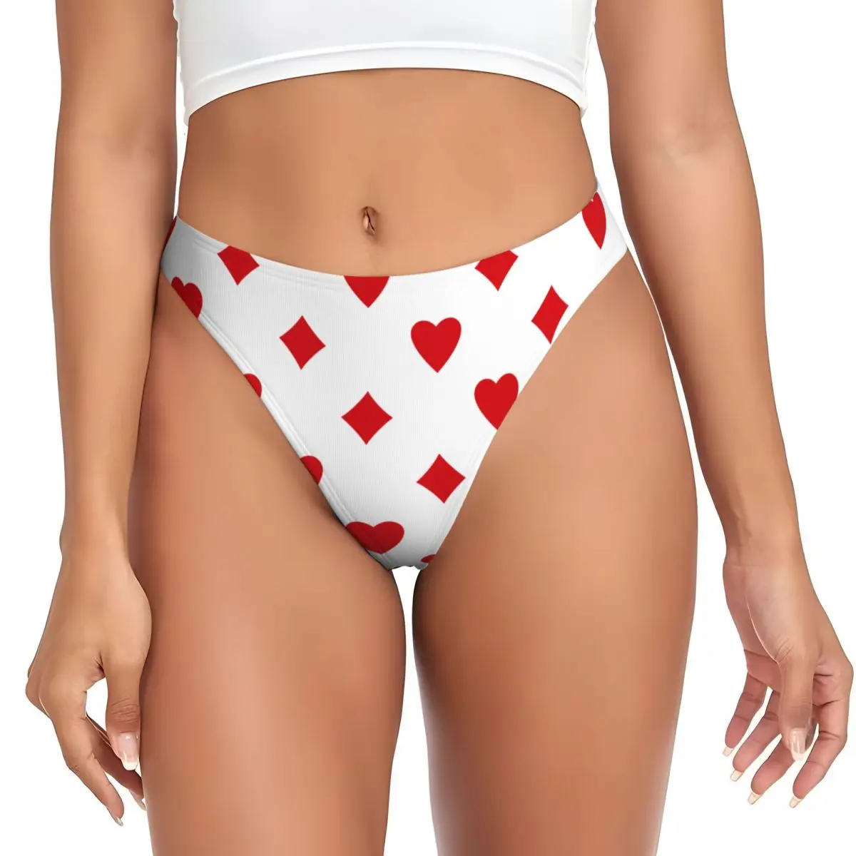 Custom Women's Alice In Wonderland Hearts And Diamonds G-string Personalised Thongs Breathable Panties Underwear