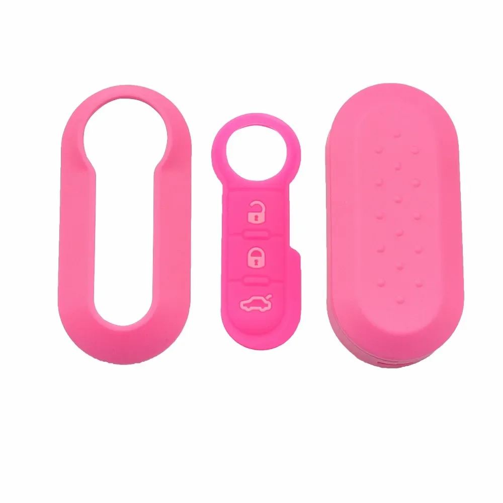 Xinyuexin 3 Button Remote Key Shell Case with Colorful Silicone Pad for Fiat 500 Panda Punto Bravo Doblo Ducato Car Accessories