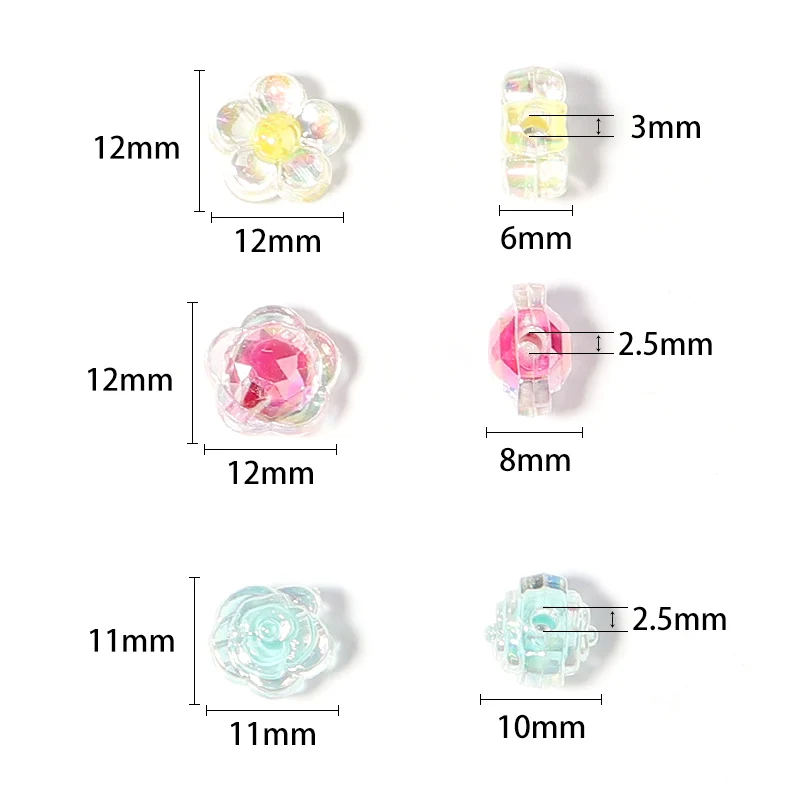 50/100pcs Transport/Matte Acrylic Beads Color plating Loose Spacer Flower Bead for Jewelry Making DIY Bracelet Necklace Supplies