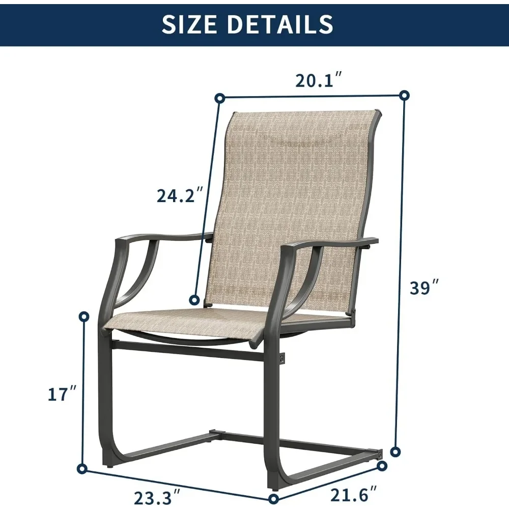 Patio Dining Chairs Set of 2, High Back Patio Chairs in All Weather Breathable Textile Fabric, Outdoor Furniture Chairs for Deck