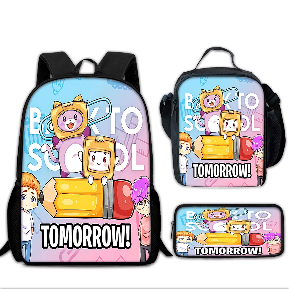 Musician LankyBox Cartoon Child School Backpack with Lunch Bags ,Pencil Bags ,School Bags for Boys Girls Best Gift