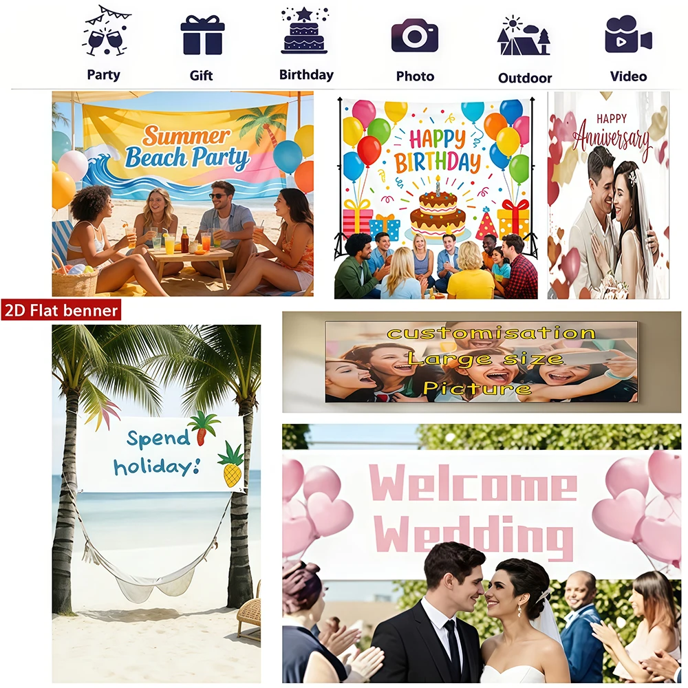 Custom USA UK Germany Spain France Flag Personalized Custom Photos Banner Please Provide High-Resolution Photos