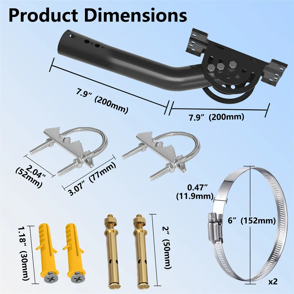 For Starlink Adjustable Access Point AP CPE,TV antenna,WiFi Extender,Weather Station,Roof&Wall Mounted J-mount Antenna Bracke