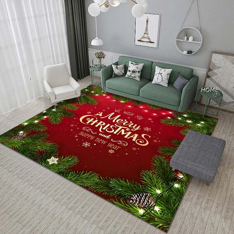 

Christmas Santa Claus Christmas Tree Printed Floor Mat Rug 15 Size Living Room Bedroom Floor Mat Holiday Home Decoration Rug