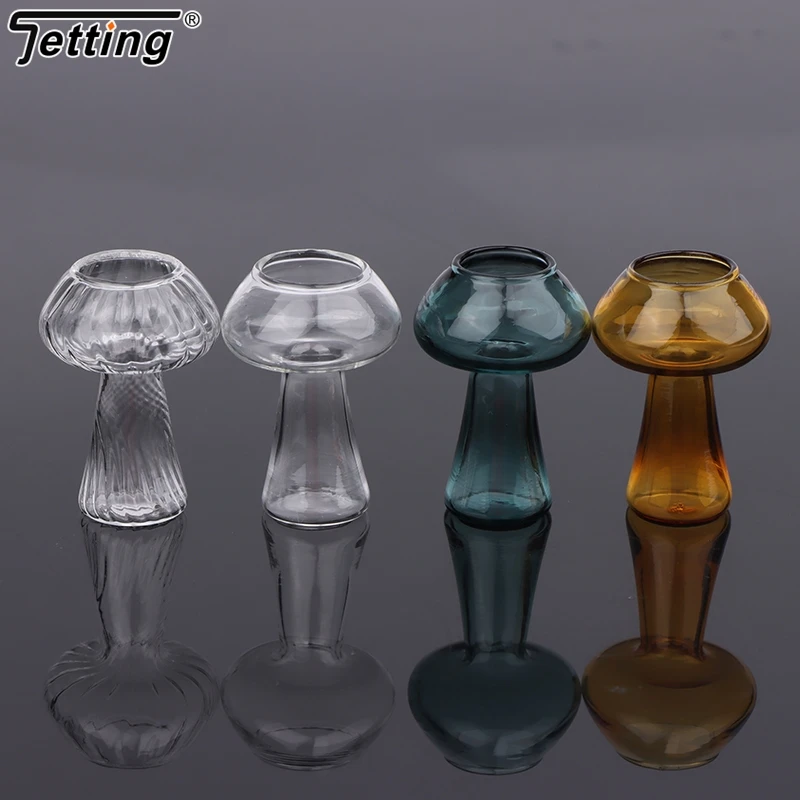 Creative Mushroom Shaped Glass Vase Ornament Dollhouse Mini Flower Bottle Doll House Flower Arrangement Decor DIY Accessories