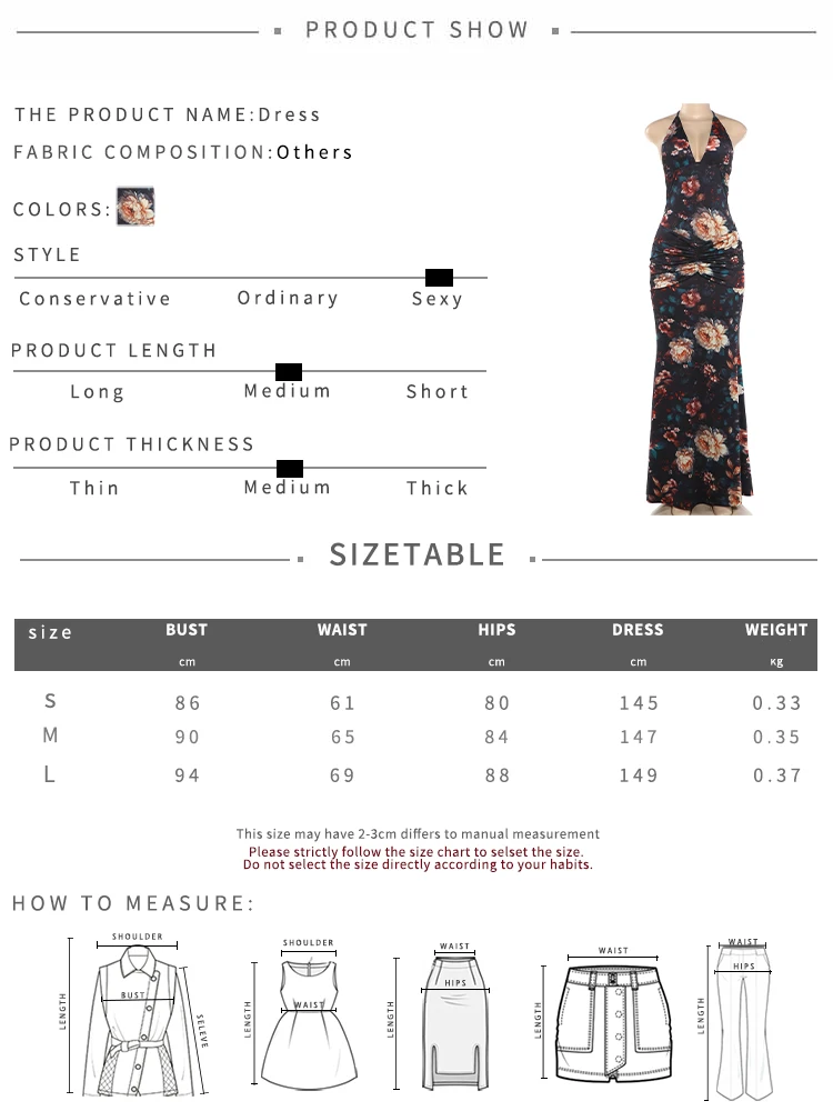 Weird Puss Sexy Rückenfreies Langes Kleid für Damen mit Blumenmuster, Schnürung, Neckholder, Tiefer Ausschnitt, Ärmellos, Mitternachts-Abendkleid, Elegantes Vestido – Detail 1