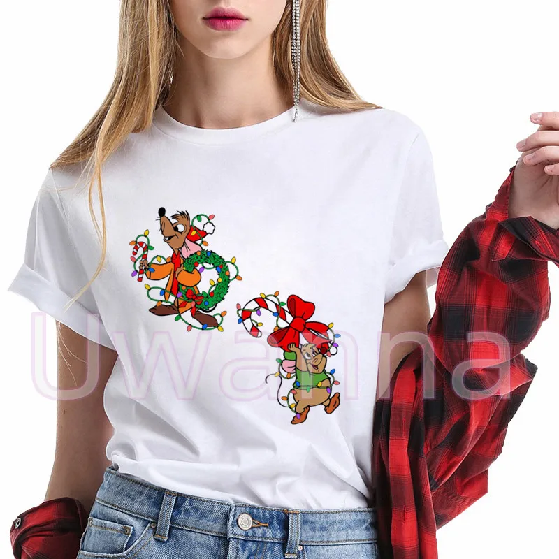 Christmas Cinderella Gus T-Shirts Women Harajuku O-neck Tshirt Summer Short Sleeve Tops Tees Cartoon Graphics Unisex Shirts