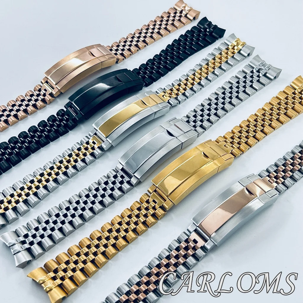 High Quality 20mm Jubilee Solid Stainless Steel Bracelet Lock Clasp Silver Black Gold Strap For Date SUB GMT Watch Case