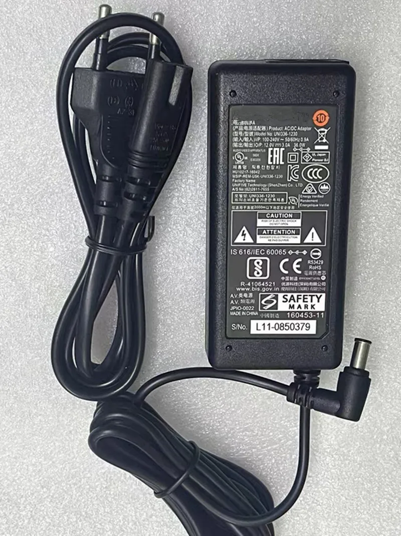 UNI336-1230 12V 3A 36W AC DC Adapter Charger for Pioneer DJ DDJ1000 FLX10 1000SRT XDJRR Power Supply